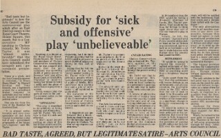 19800704 ROYAL COURT THEATRE HOWARD BRENTON OFFENSIVE CN