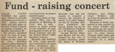 19820910 JULIAN LLOYD WEBBER GEORGINA DE GREY CONCERT CN