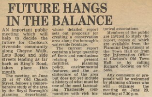 19830617 PUBLIC DISCUSS CHEYNE WALK LOTS ROAD FUTURE CN